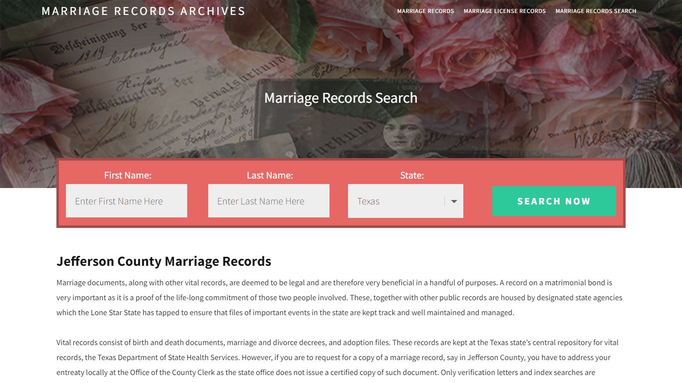 Jefferson County Marriage Records | Enter Name and Search